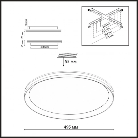 7749/80L MITRA LED SN 103 Светильник металл/PMMA/белый LED 80Вт 3000-6000К D495 IP20 пульт ДУ BETA фото 2