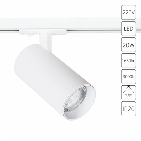 Трековый светильник Arte Lamp BENE A1937PL-1WH фото 1