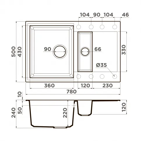 Мойка Sakaime 78-2-GR Tetogranit/leningrad grey фото 2