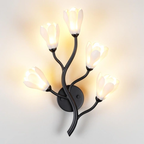 5090/5W MODERN ODL25 561 черный матовый/белый/фарфор Бра G4 LED 5*5W GARDI фото 4