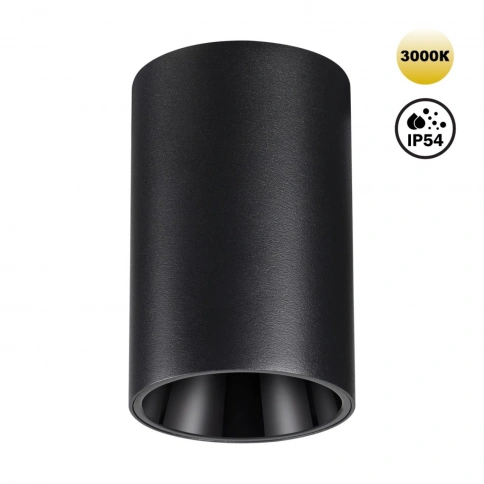 359418 OVER NT24 376 черный Светильник накладной влагозащищённый IP54 LED 10W 170-265V 3000К 830Лм R фото 1