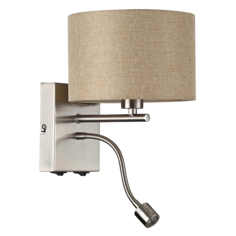 8250/2W MODERNI LN25 000  никель/бежевый, металл/текстиль бра Е14 40W+ LED 3W 4000K 220V NIKKI фото 2