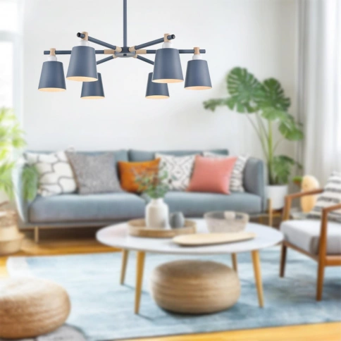 8098/6C MODERNI LN25 271 синий/синий металл, дерево/металл Люстра потолочная Е27 6*60W 220V ROSALINA фото 3