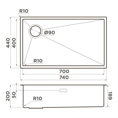 Мойка Taki 74-U/IF-L Side-LG нерж. сталь/светлое золото фото 2