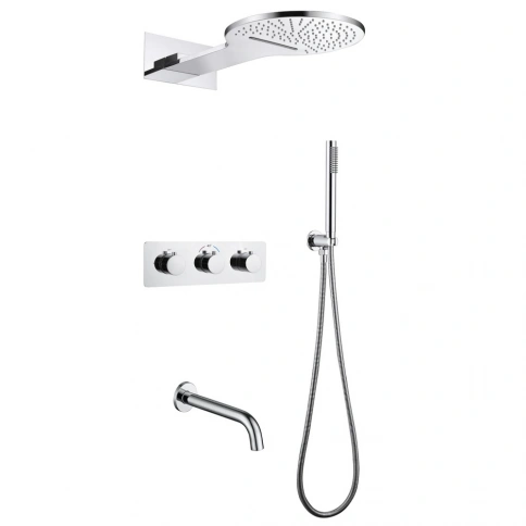 Душевая система ABBER Wasser Kreis AF8150 скрытого монтажа с изливом, термостат, хром фото 1