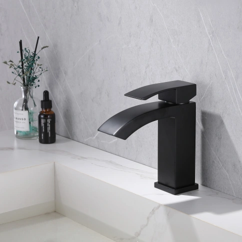 Смеситель ABBER Wasserfall AF8610B для раковины, черный матовый фото 2