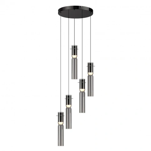 5058/25L PENDANT ODL24 461 черный/дымчатый/металл/стекло Люстра каскадная LED 5*5W 3000K SCROW фото 1