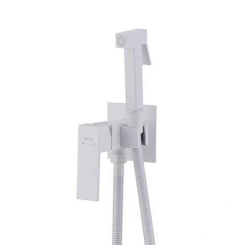 Смеситель ABBER Daheim AF8226W с гигиеническим душем,белый матовый фото 1