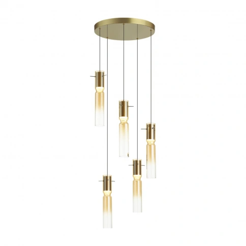 5058/25LA PENDANT ODL24 461 золотой/янтарный/металл/стекло Люстра каскадная LED 5*5W 3000K SCROW фото 1