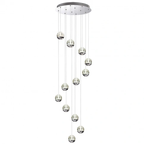 5100/60L L-VISION ODL25 хром/прозрачный/акрил Люстра каскадная LED 60W (12*5W) 4000K 3000Лм SONO фото 3